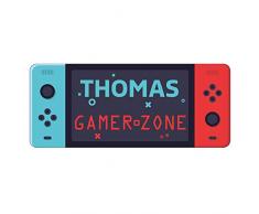Sticker De Porte Personnalisable avec Le Prénom de Votre Enfant - Gamer Zone - Dimensions 20 x 8,3 cm - Adhésif