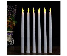 Lacgo Halloween 27,9 cm LED sans flamme Taper Bougie pour dîner, vacillante sans flamme Bougies coniques, LED à piles Table paramètres de table mariage fête danniversaire (lot de 6, jaune)