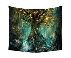 Nunbee Décoratif Tapisserie Wandbehang Mandala Tenture Hippie Etoile Elephant Tapisserie murales Indienne 3D Wall noël Tapestry Chambre d'étudiant Décoration, Arbres Abstraits 2 150 * 130cm