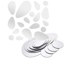 Stickers Miroir Autocollant Mural Miroir Carreaux de Mosaïque Non Verre pour Salle de Bain Chambre Salon, 18pcs Forme Galet