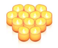 AMIR Lot de 12 Bougie LED, Bougies sans Flamme, Lumières de Fête, Eclairage de Noël, Réaliste et Lumineux, Puissance de la Batterie, Piles Incluses, pour Noël, Mariage et Fête (Blanc Chaud)