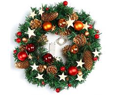 Naler Couronne de Noël Fleurs Artificielles Guirlande de Noël Baubles Lanières Lumineuses