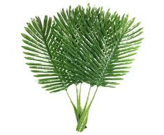 Cikuso Paquet de 5 Feuilles de Palmier Faux Faux Feuilles de Plantes artificielles Vert Palmier a Une Feuille pour Maison Cuisine Articles de Fete Decorations de Feuilles Tropicales 22 Pouces
