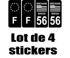 SAFIRMES 4 Autocollants Stickers Auto Plaque dimmatriculation 56Black Edition Bretagne