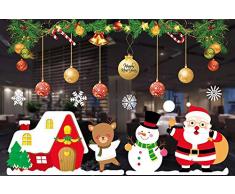 O-Kinee NoëL Decoration Stickers, NoëL Fenetre Autocollant PVC Fenetre Autocollant Noel Stickers DIY Fenêtres Stickers Amovibles Statique Autocollants (Multicolore1)