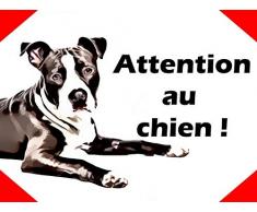 creosoleil Plaque Aluminium Attention Chien American Staff 15x20cm