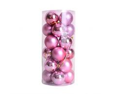 CHIC-CHIC 24pcs Boules de noël pour décoration de Noël - 4cm- mats et brillantes Sapin - Arbre de Noël (Rose)