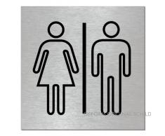 OFFORM Plaque de porte en aluminium brossé "WC Femmes/Hommes" 120x120mm No.17100-S