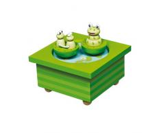 TROUSSELIER - Grenouille & ses Bébés - Boîte à Musique Dancing - 2 Figurines Amovibles - Fonctionnement Simple - Musique Sound of Silence de Simon & Garfunkel - Colori Bleu