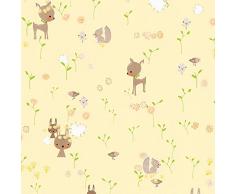 Papier peint animaux enfant 369882 36988-2 A.S. Création Boys & Girls 6 | Marron/Jaune/Vert | Rouleau (10,05 x 0,53 m) = 5,33 m²