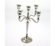 Bougeoir chandelier 5 branches en métal - Style baroque - coloris ARGENT