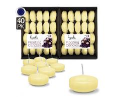 Hyoola Premium Lot de 40 Bougies flottantes Ivoire 5,1 cm 4 Heures Fabrication européenne