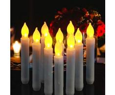 Cotek Bougies LED lumière, 12 PCS batterie sans flamme Bougies coniques à LED pour le mariage de Noël églises danniversaire et décorations de fête