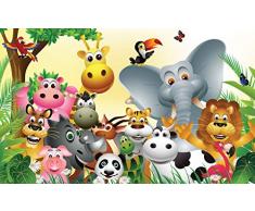 DELESTER DESIGN 693P8 Les Animaux Papier Peint pour Chambre dEnfants Multicolore 368 x 254 cm