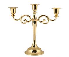 3 Bras Bougeoir Candélabre en Métal Style Européen De Mariage Décoration de La Maison 2 Couleurs pour La Maison De Mariage De Noël Décoration Décoration Chandelier (Doré)