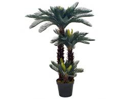 Nishore Plante Artificielle Exterieur/Interieur | Plante Artificielle en Pot Palmier Cycas Vert 125 cm（Comprend 1 Plante Artificielle et 1 Pot）