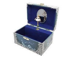 TROUSSELIER - Ballerine - Boîte à Bijoux Musicale - Idéal Cadeau Jeune Fille - Phosphorescent - Brille dans la nuit - Musique Lac des Cygnes - Colori Bleu nuit