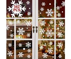 heekpek 162 Flocons de Neige Noël Autocollants Fenetre Amovibles Décoration Stickers Muraux pour Fenêtres Home Decor