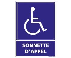 Sonnette d'Appel Rampe d'Accès - Adhésif Autocollant Sticker - Dimensions 150 x 210 mm - Garantie 10 ans - Panneau rampe d'accès handicapé