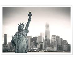 Panorama Poster Statue de la Liberté NY 50 x 70 cm - Imprimée sur Poster Haute qualité de 250g avec Passepartout - Poster Ville - Poster Moderne pour la Maison - Décoration Murale Vintage