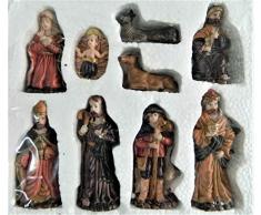 gerilport Figurines Creche 9 Personnages Jésus Vierge Mages Animaux Santons pour Crèche Noël 8cm