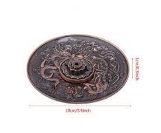 Support d'Encens Porte d'Encens Plaque Titulaire Vintage d'Encens Brûleur Couverture Bronze Chinois Dragon Phoenix Tibétain Plaque d'Encens Vintage FengShui Décoration (Red Bronze)