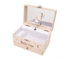 TROUSSELIER - Ballerina le Film - Boîte à Bijoux Musicale - Idéal Cadeau Jeune Fille - Phosphorescent - Brille dans la nuit - Musique Lac des Cygnes - Colori Ivoire