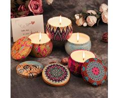 ARINO Lot de 4 Bougie Parfumées Naturelle - Lavande, Rose,Citron,Figue Méditerranéenne, Bougie Cire pour Détente et Aromathérapie