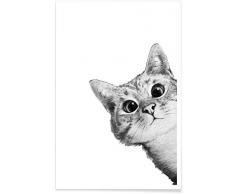 Juniqe® Affiche 20x30cm Noir & Blanc Chats - Design Sneaky Cat (Format : Portrait) - Poster, Tirages dart & Tableaux par des Artistes indépendants - Posters danimaux - créé par Laura Graves