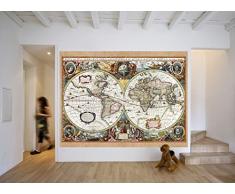 Cartes Historiques Papier Peint Photo/Poster - Carte Du Monde, Nova Totius Terrarum, 1630, 2 Parties (240 x 180 cm)