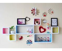 ufengke® 12 Pcs 3D Fleurs Stickers Muraux Design de Mode Bricolage Fleurs Art Autocollants Artisanat Décoration de La Maison, Effet Miroir
