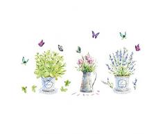 Cosanter Papillon Plante Pots de Fleurs Stickers muraux Chambre Salon Wallpaper