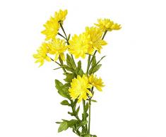 Gemini _ Mall Fleurs artificielles en soie et plastique Chrysanthème 9 têtes Bouquet de mariage pour maison, jardin, fête, décoration de mariage jaune