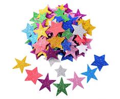 BBTO Stickers en Mousse Glissante Autocollants Étoiles Auto-Adhésif pour Décor de Fête de Noel Halloween, Couleurs et Tailles Assorties, 5 Ensembles