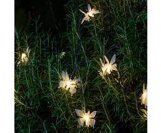 Lights4fun Guirlande Solaire 10 Papillons à LED Blanc Chaud 8 Fonctions dEclairage