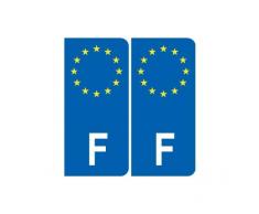 F Europe autocollant -angles arrondis à droite- plaque immatriculation auto sticker France - Angles : arrondis