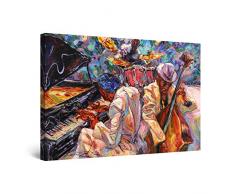 Startonight Impression sur Toile Peinture Orange de Musique Jazz - Tableau Abstrait - Decoration Murale Salon Moderne - Image sur Toile - 60 x 90 cm