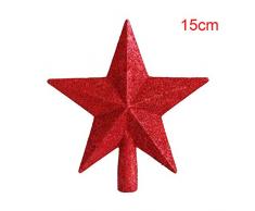 Putuio Cimier de Sapin de Noël, étoile pour Sommet de Sapin de Noël, Pentagramme, décoration pour la Maison, Red, 15 cm