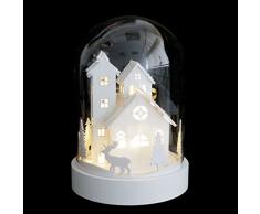 Scène de Noël LED Maison dans Cloche en verre 18 x Ø12,5 cm – Décoration de Noël Table de Noël décoration éclairage de décoration Déco