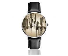 Peinture Abstraite. Les Formes de la Ville dégoulinent. Montres Bracelet en Cuir Montres décontractées
