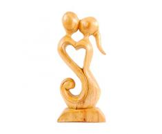 Coco Papaya Statuette Abstraite Couple en Fusion h20cm en Bois Brut sculpté