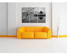 magnifique cerisier sur la mer japonaise noir / blanc sur l'image 120x80 sur toile 3-pièces de l'image de la toile, énorme XXL Photos complètement encadrée avec civière, art impression sur murale avec cadre, gänstiger comme