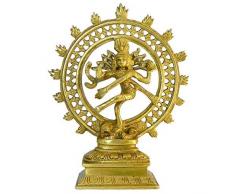 indischerbasar.de - Figurine Shiva NATARAJA laiton hauteur 21cm cuivre jaune Sculpture Statuette Hindouisme Bouddhisme Artisanat d'art indien