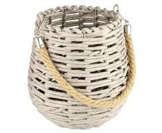 Macosa Lanterne photophore en corde de papier tressée, à poser ou à suspendre