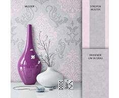 Newroom - Papier peint baroque en molleton rose et gris de style fermier, optique naturelle, raffinée, moderne et belle | guide d’achat de papier peint inclus, intissé, Imprimé 1, Muster 1