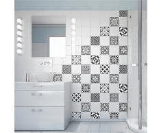 60 Stickers adhésifs carrelages | Sticker Autocollant Carrelage - Mosaïque carrelage mural salle de bain et cuisine | Carrelage adhésif - nuance de gris traditionnels - 10 x 10 cm - 60 pièces