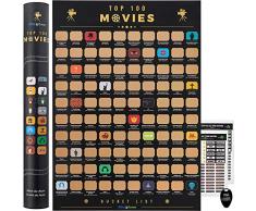 Atlas & Green 100 Movies Scratch Off Poster Bucket List | Bonus Autocollants | des Films Poster à Gratter