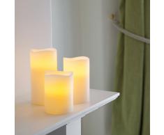 Lights4fun Lot de 3 Bougies Piliers LED à Piles en Cire Véritable