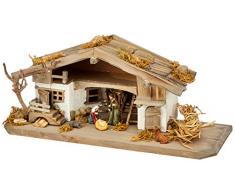 Unbekannt NK04 Crèche de Noël en Bois avec 3 Figurines en Bois Multicolore 30 x 11 x 13 cm