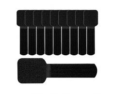 Label-the-cable porte-câble autocollant avec scratch, guide-câble, attache-câble, fixation de câbles, serre-câble (scratch), pour fixation au mur ou au bureau / Label-the-cable WALL, 10 unités, noir, Label-the-cable 3110